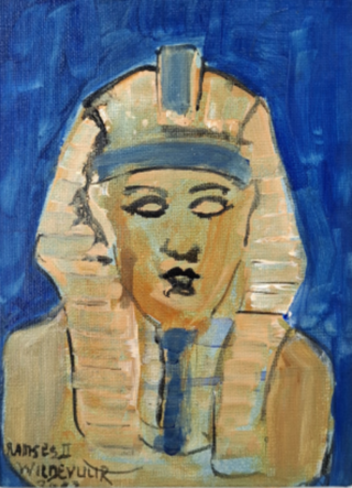 Acryl schilderij, Maya Wildevuur, Ramses II / Egypte, 2002